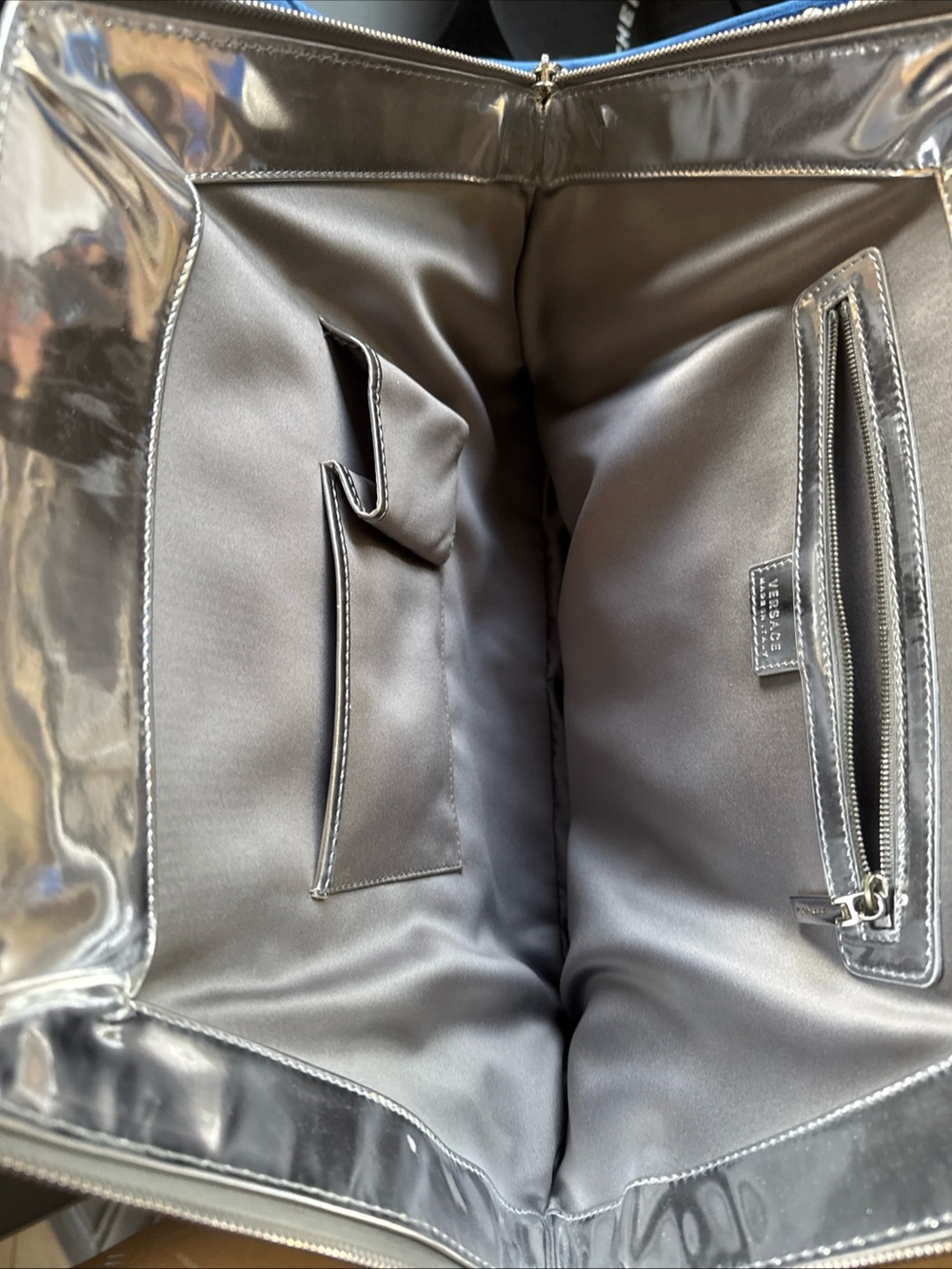 Versace Silver Metallic Structured Satchel - Picture 10 of 15